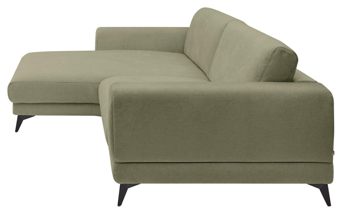 ECKSOFA Grün Chenille  - Schwarz/Grün, KONVENTIONELL, Textil/Metall (194/292cm) - SetOne by Musterring