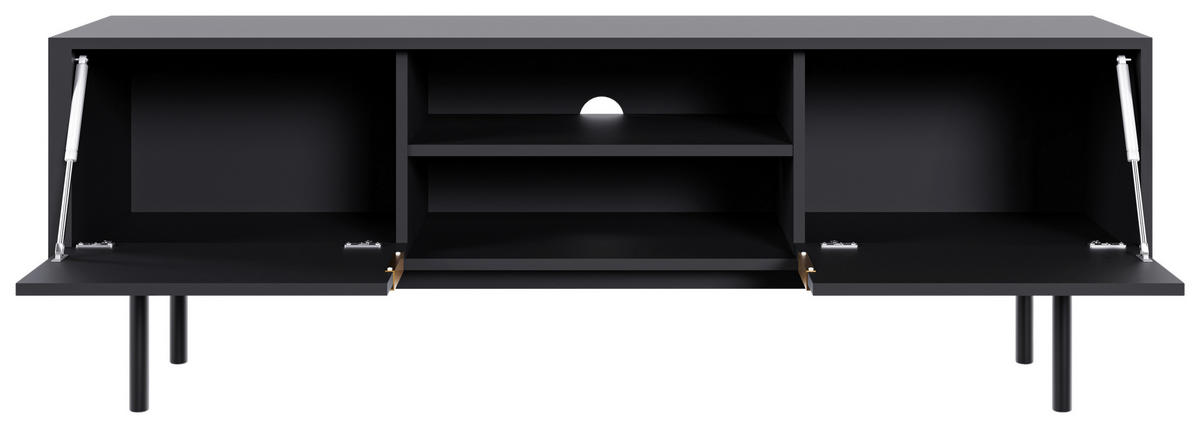 LOWBOARD Viva  in 154/53,5/39 cm  - Goldfarben/Schwarz, Design, Holzwerkstoff/Metall (154/53,5/39cm) - Xora