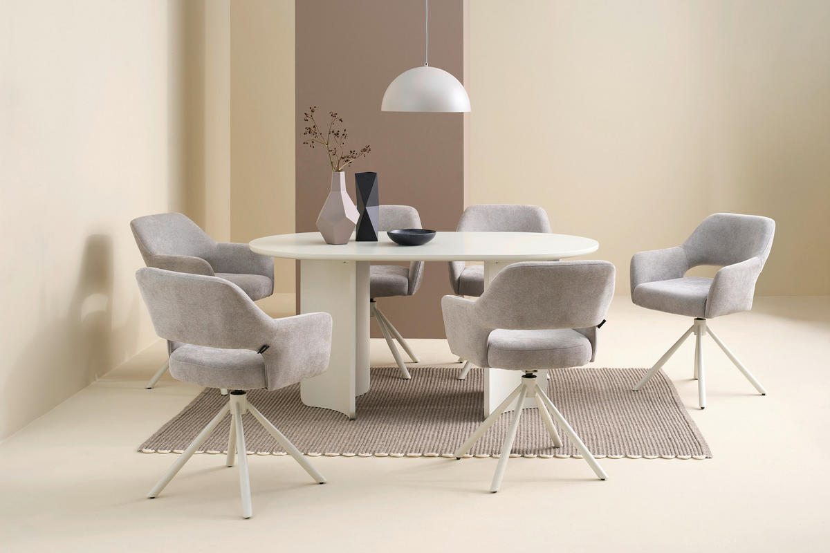 ESSTISCH 160/90/76 cm Nachbildung  Holzwerkstoff oval Seidengrau  - Seidengrau, MODERN, Holzwerkstoff (160/90/76cm) - Schöner Wohnen
