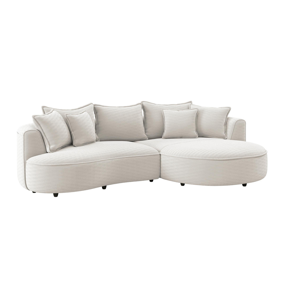 ECKSOFA LEVI Creme Velours, Struktur  - Creme/Schwarz, MODERN, Kunststoff/Textil (287/168cm) - Livetastic