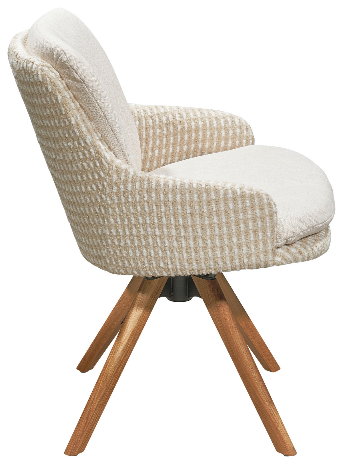 ARMLEHNSTUHL  Beinauswahl, Lederauswahl, Stoffauswahl, Sitzfläche 360° drehbar Flachgewebe  Naturfarben, Eichefarben  - Eichefarben/Beige, Design, Holz/Textil (60/87/66cm) - Lomoco