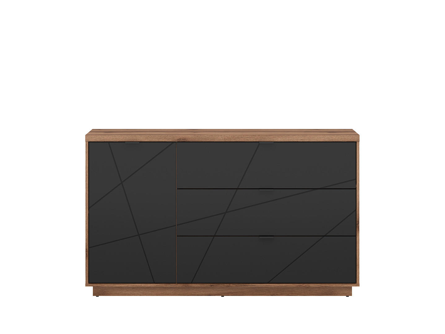 COMODĂ 156/93/42,5 cm  - culoare lemn stejar/negru, Basics, plastic/metal (156/93/42,5cm) - Hom`in