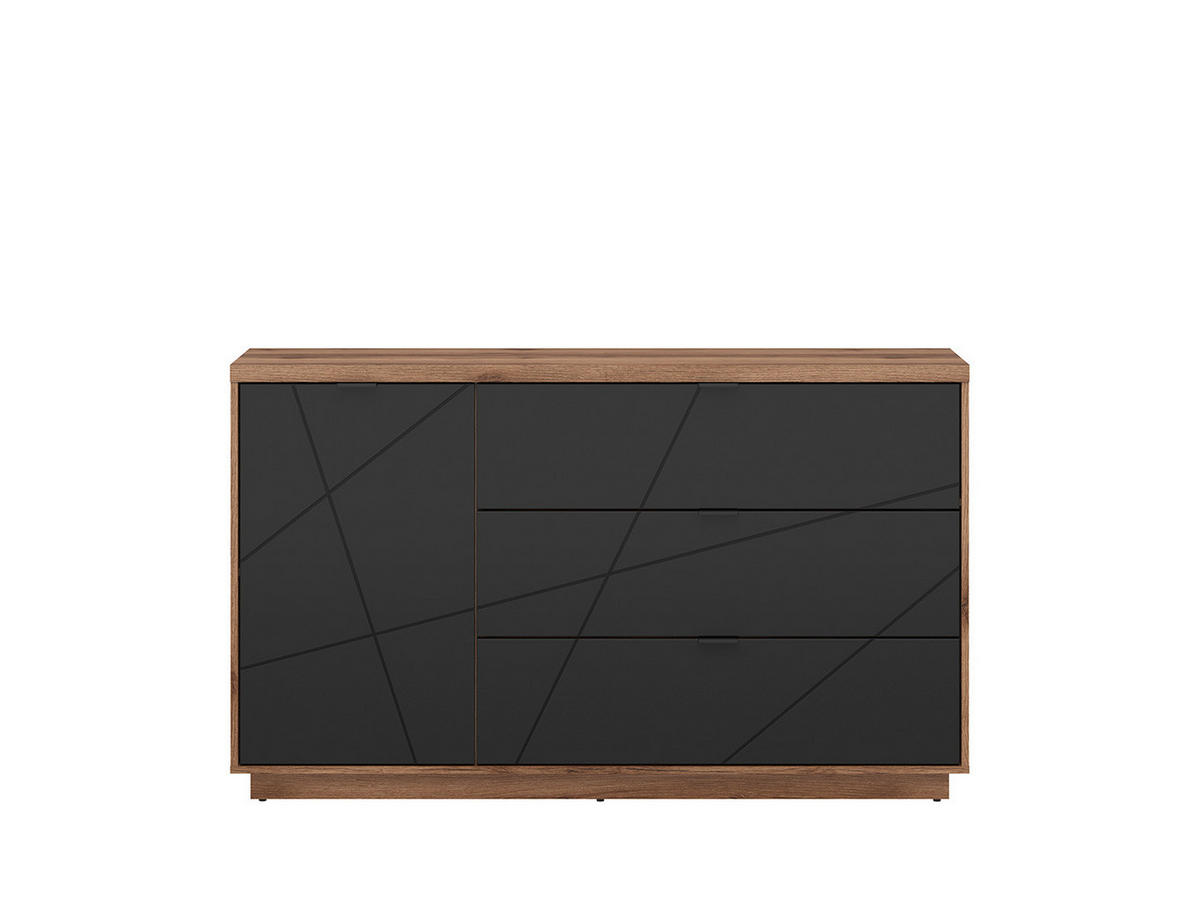 COMODĂ 156/93/42,5 cm  - culoare lemn stejar/negru, Basics, plastic/metal (156/93/42,5cm) - Hom`in