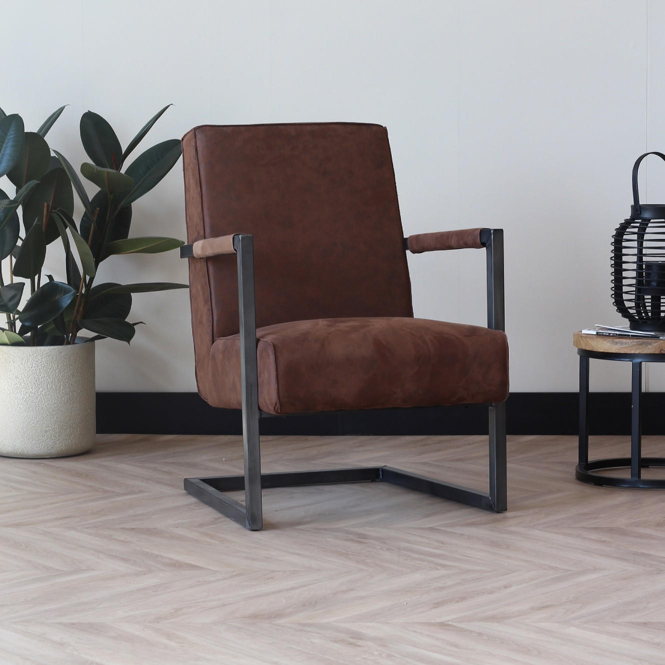 SESSEL Lederlook, Mikrofaser Braun    - Schwarz/Braun, LIFESTYLE, Textil/Metall (62/84/70cm) - MID.YOU