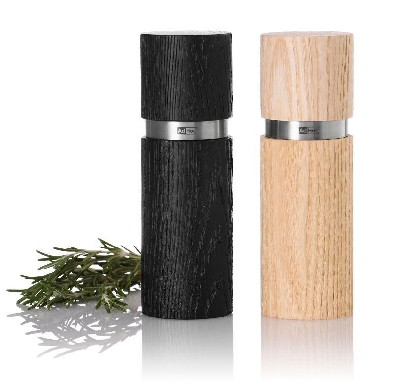 Pfeffer- & Salzmühlen Set TEXTURA  - Eschefarben/Schwarz, Basics, Holz/Keramik (5/15cm) - AdHoc