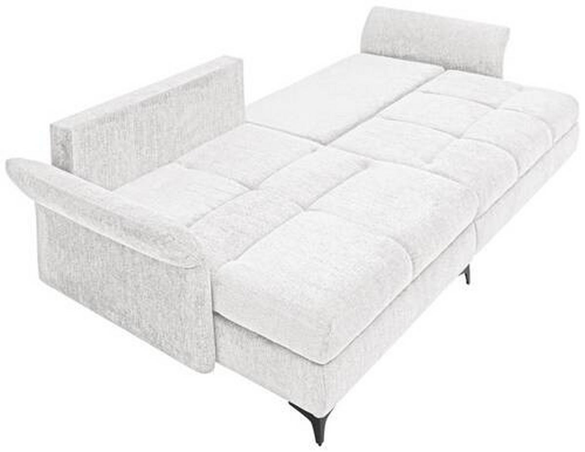 ECKSOFA in Chenille Creme  - Creme/Schwarz, KONVENTIONELL, Textil/Metall (291/153cm) - Hom`in
