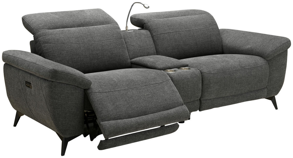 HEIMKINO-SOFA Webstoff Grau  - Chromfarben/Grau, MODERN, Textil/Metall (230/98/103cm) - Livetastic