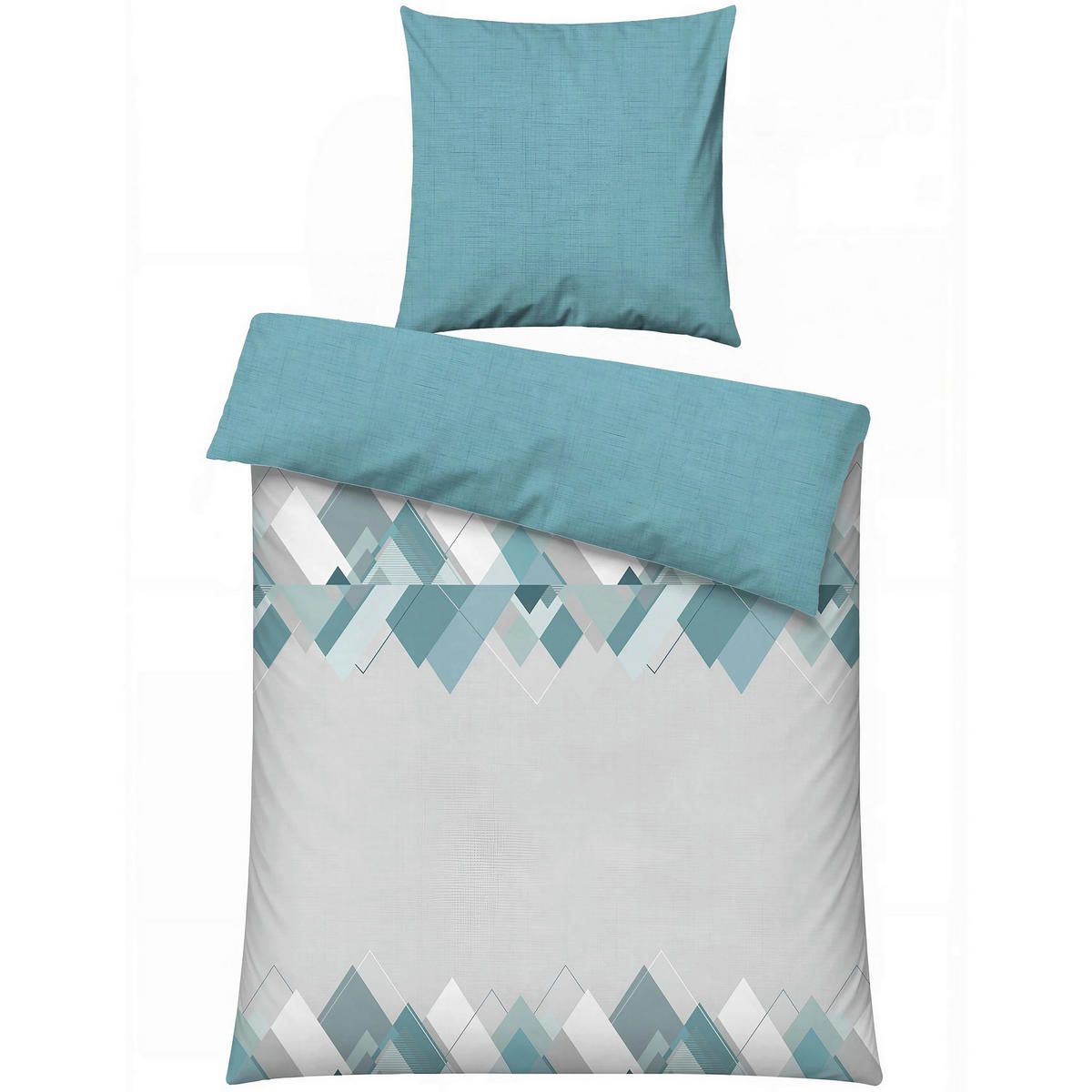 BETTWÄSCHE 135/200 cm  - Weiß/Grün, Basics, Textil (135/200cm)