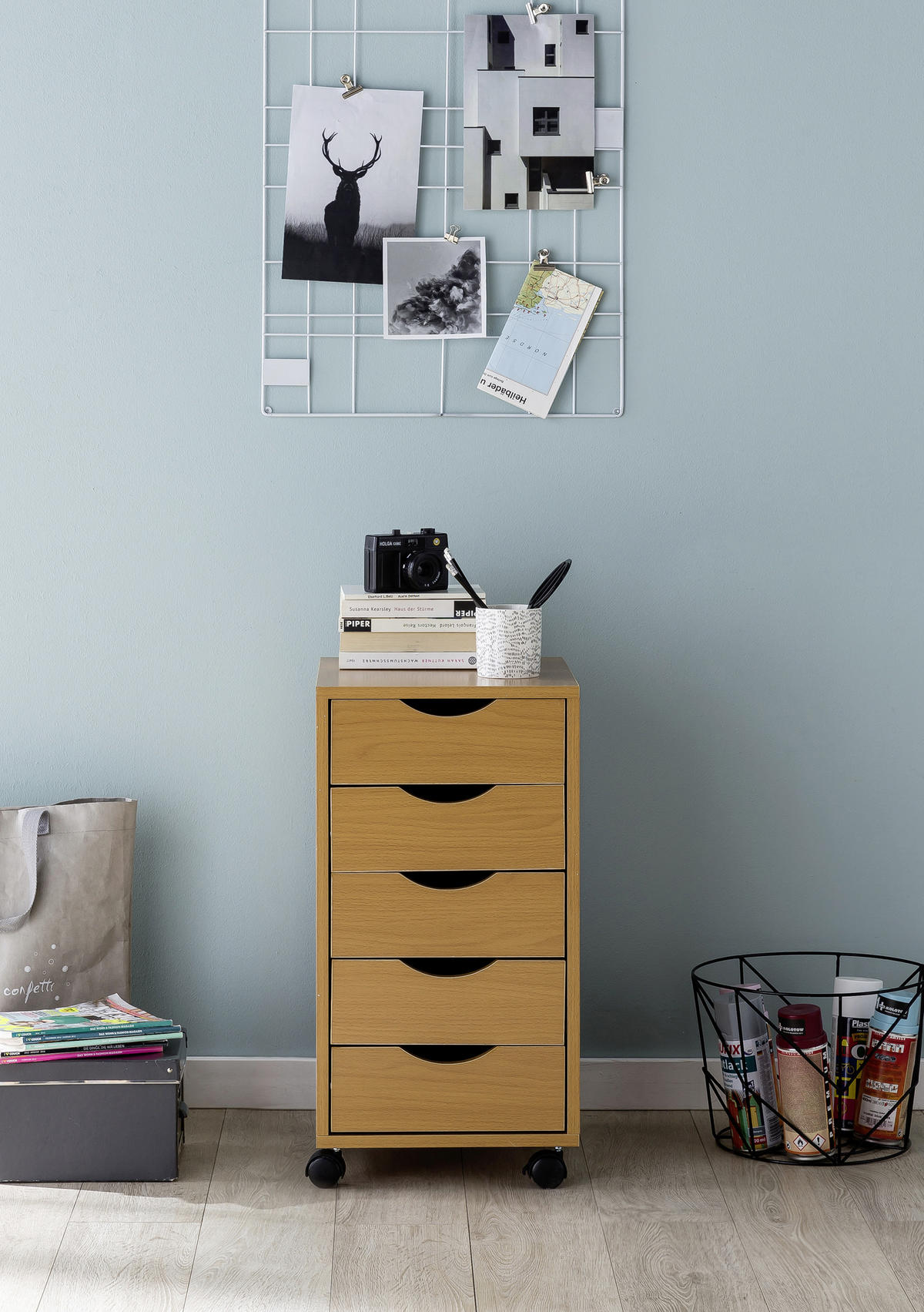 ROLLCONTAINER 33/68/38 cm  - Buchefarben, Konventionell, Holzwerkstoff/Kunststoff (33/68/38cm) - MID.YOU