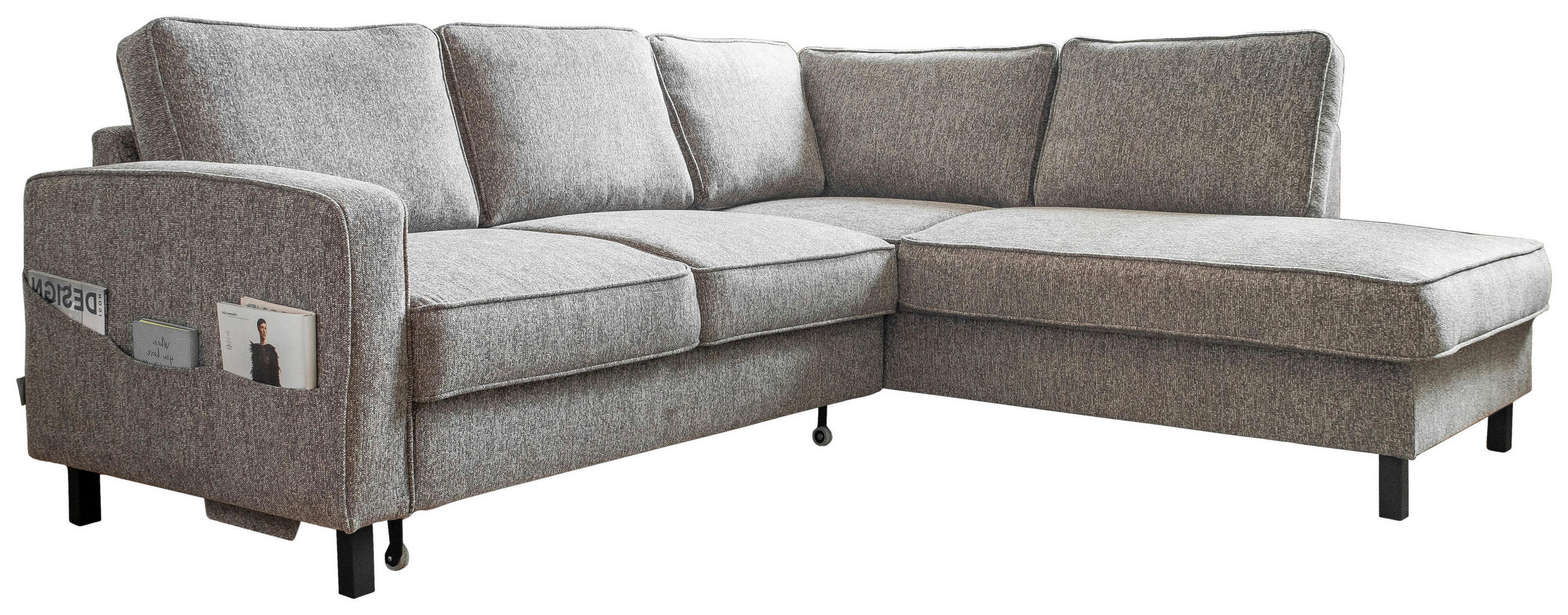 ECKSOFA in Struktur Grau  - Schwarz/Grau, Holz/Textil (233/198cm) - MID.YOU