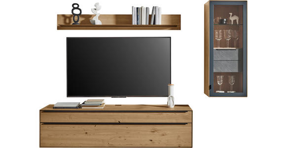 WOHNWAND  in Anthrazit, Kastanienfarben  244/190/47,1 cm  - Kastanienfarben/Anthrazit, Natur, Glas/Holz (244/190/47,1cm) - Valnatura