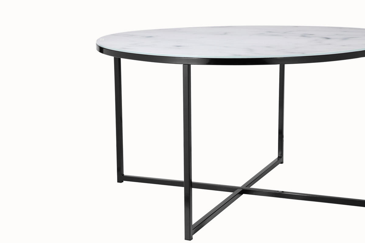 COUCHTISCH 80/80/45 cm rund Schwarz, Weiß  - Schwarz/Weiß, Design, Glas/Metall (80/80/45cm) - Livetastic
