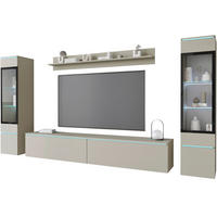 HYLLKOMBINATION 4 delar  i beige, kashmir   - beige/grå, Trend, trämaterial/glas (240/130/33cm)