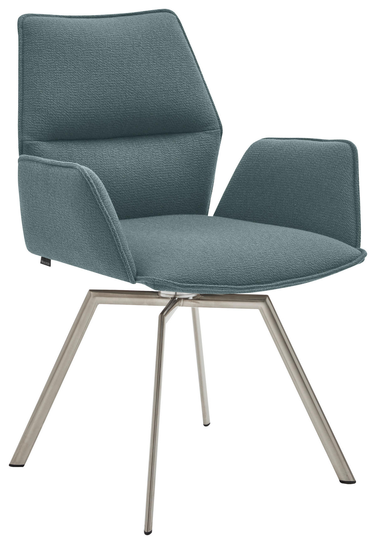 ARMLEHNSTUHL Stahl  - Türkis/Edelstahlfarben, Design, Textil/Metall (63/86/60cm) - Venjakob