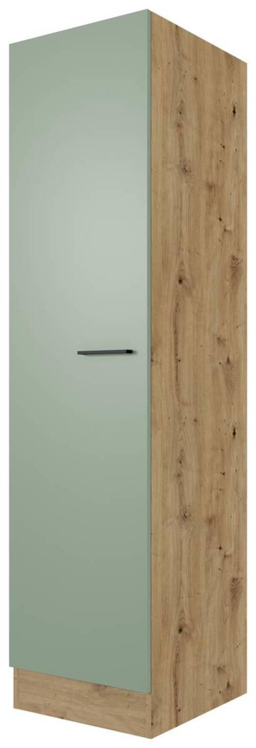 GESCHIRRSCHRANK 50/200/57 cm in Grün, Eiche Artisan - Schwarz/Eiche Artisan, KONVENTIONELL, Holzwerkstoff/Metall (50/200/57cm) - FlexWell