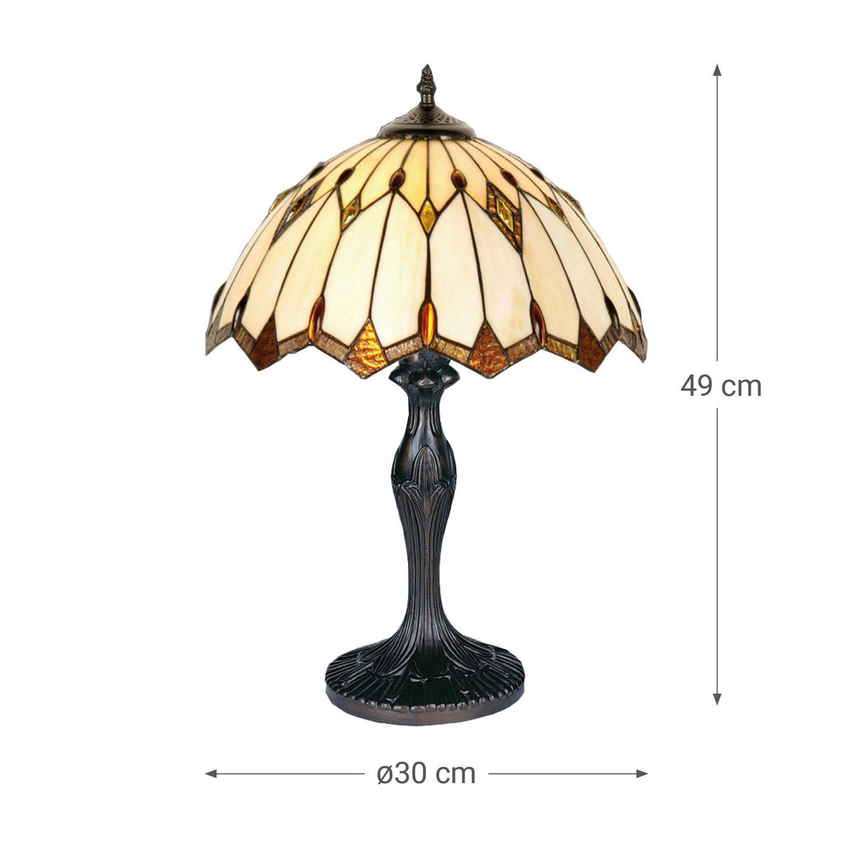 ASZTALI LÁMPA - barna/többszínű, Basics, Üveg/fém (30/49/30cm)