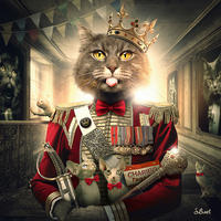 KUNSTDRUCK 14/14 cm  - Rot/Goldfarben, Basics, Papier (14/14cm) - Monee