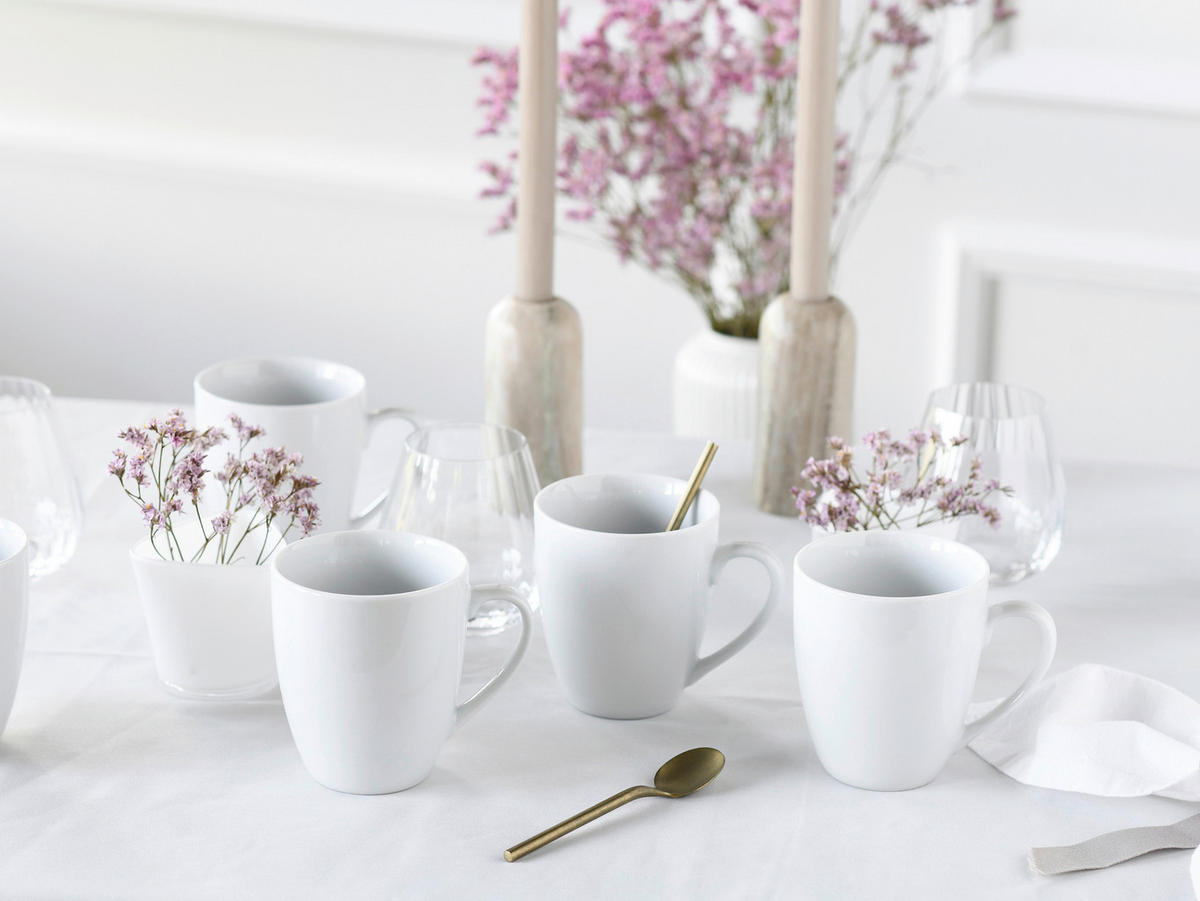 KAFFEEBECHERSET Luna 6-teilig  - Weiß, Basics, Keramik - Creatable