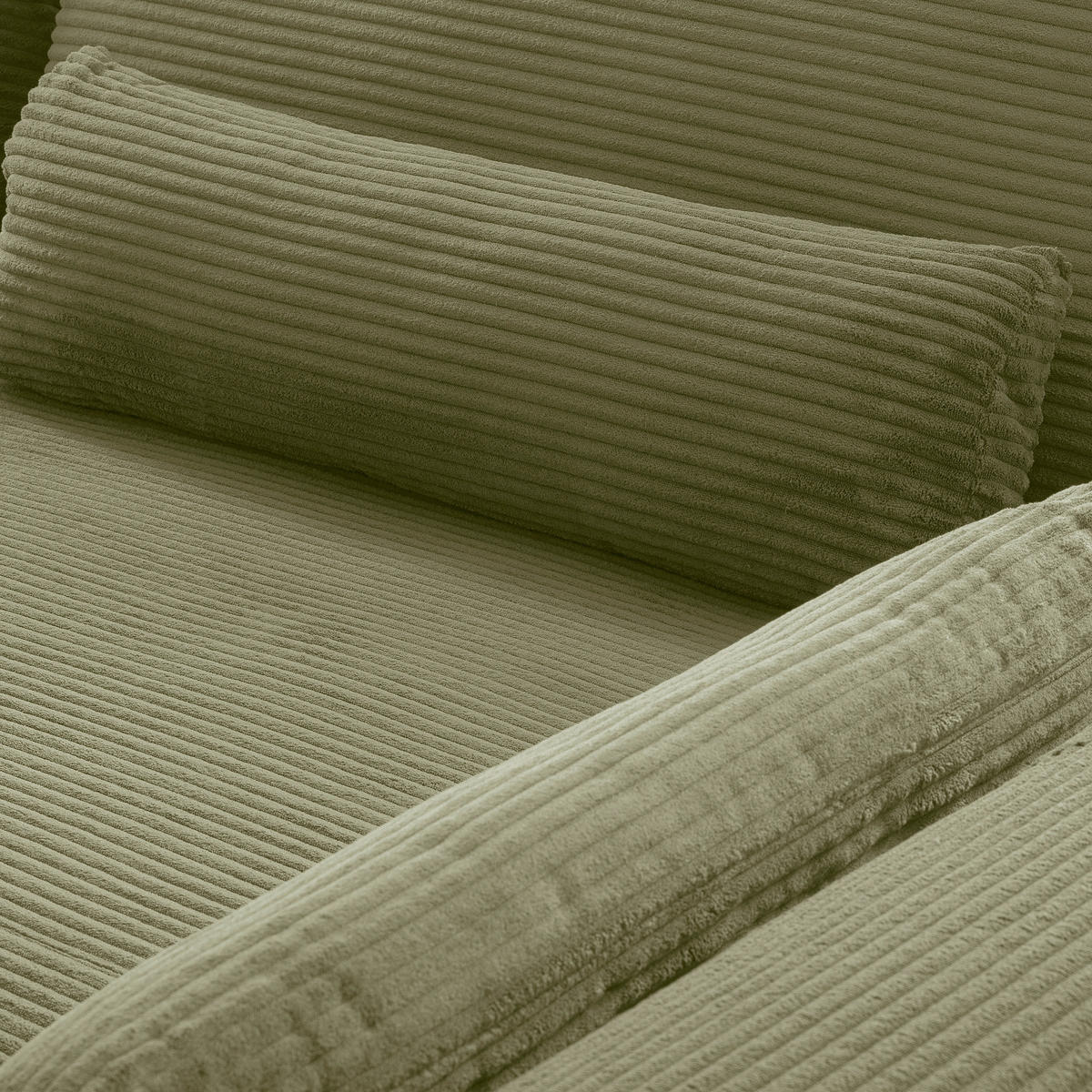 ECKSOFA Olivgrün Cord Nierenkissen, Rückenkissen  - Schwarz/Olivgrün, Design, Textil/Metall (313/172cm) - P & B