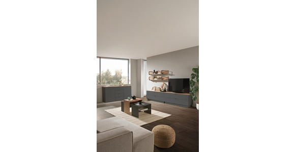 TV-ELEMENT Graphitfarben, Eiche Artisan 140/62/44 cm - Schwarz/Graphitfarben, MODERN, Holzwerkstoff/Metall (140/62/44cm) - Hom`in