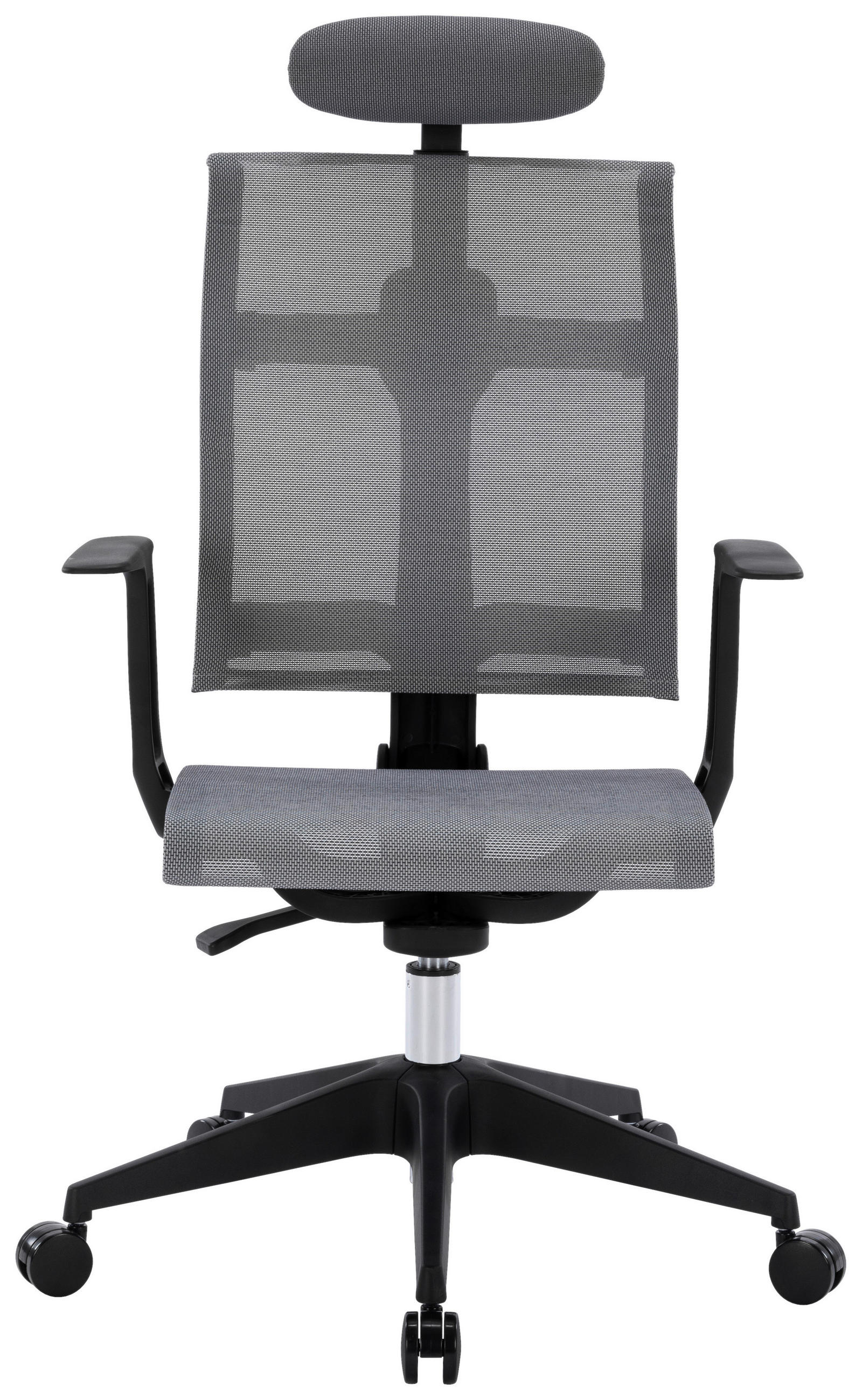 DREHSTUHL Netzbespannung Schwarz, Hellgrau  - Hellgrau/Schwarz, KONVENTIONELL, Kunststoff/Textil (64/108-117,5/64cm) - Boxxx