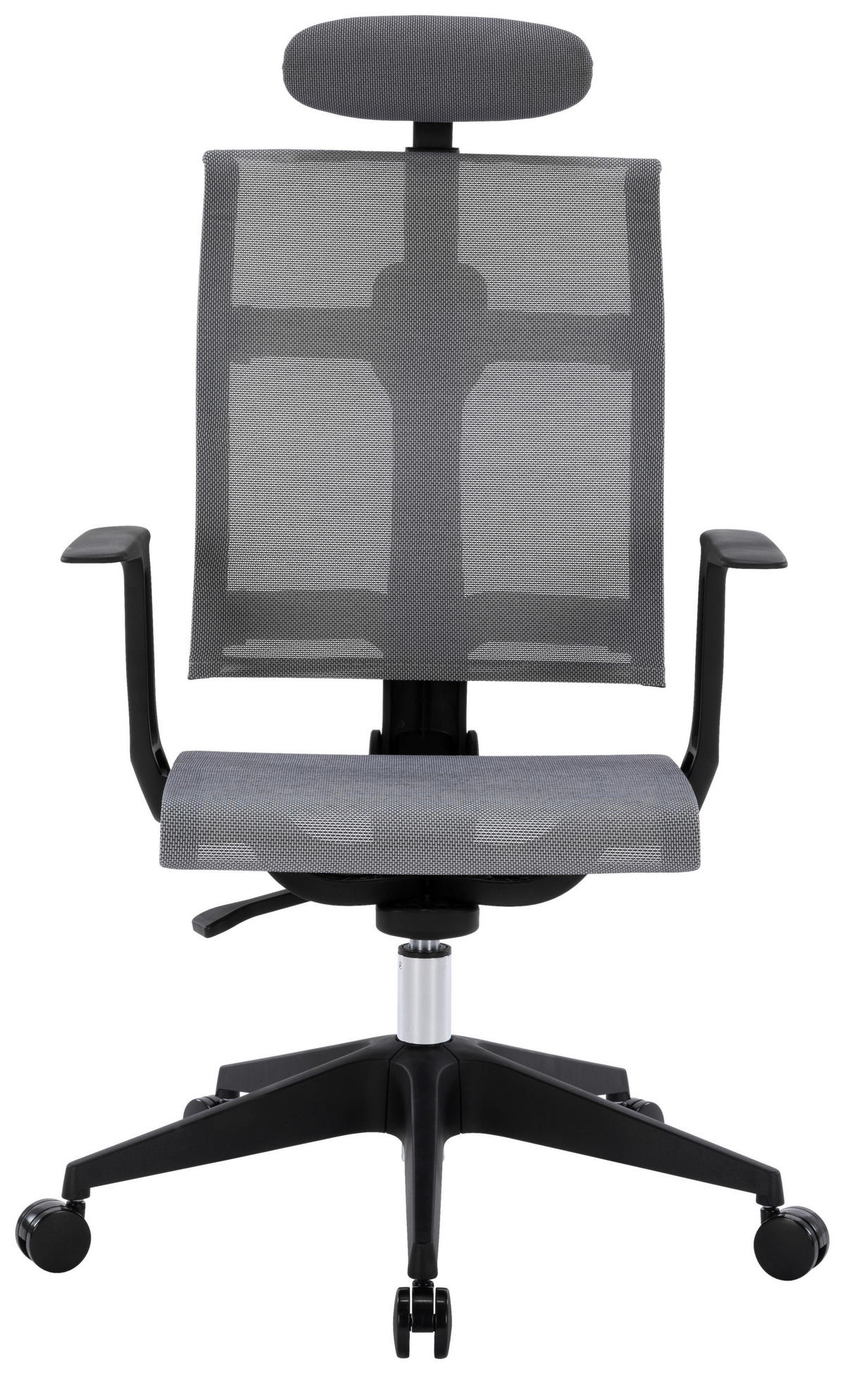 DREHSTUHL Netzbespannung Schwarz, Hellgrau  - Hellgrau/Schwarz, KONVENTIONELL, Kunststoff/Textil (64/108-117,5/64cm) - Boxxx