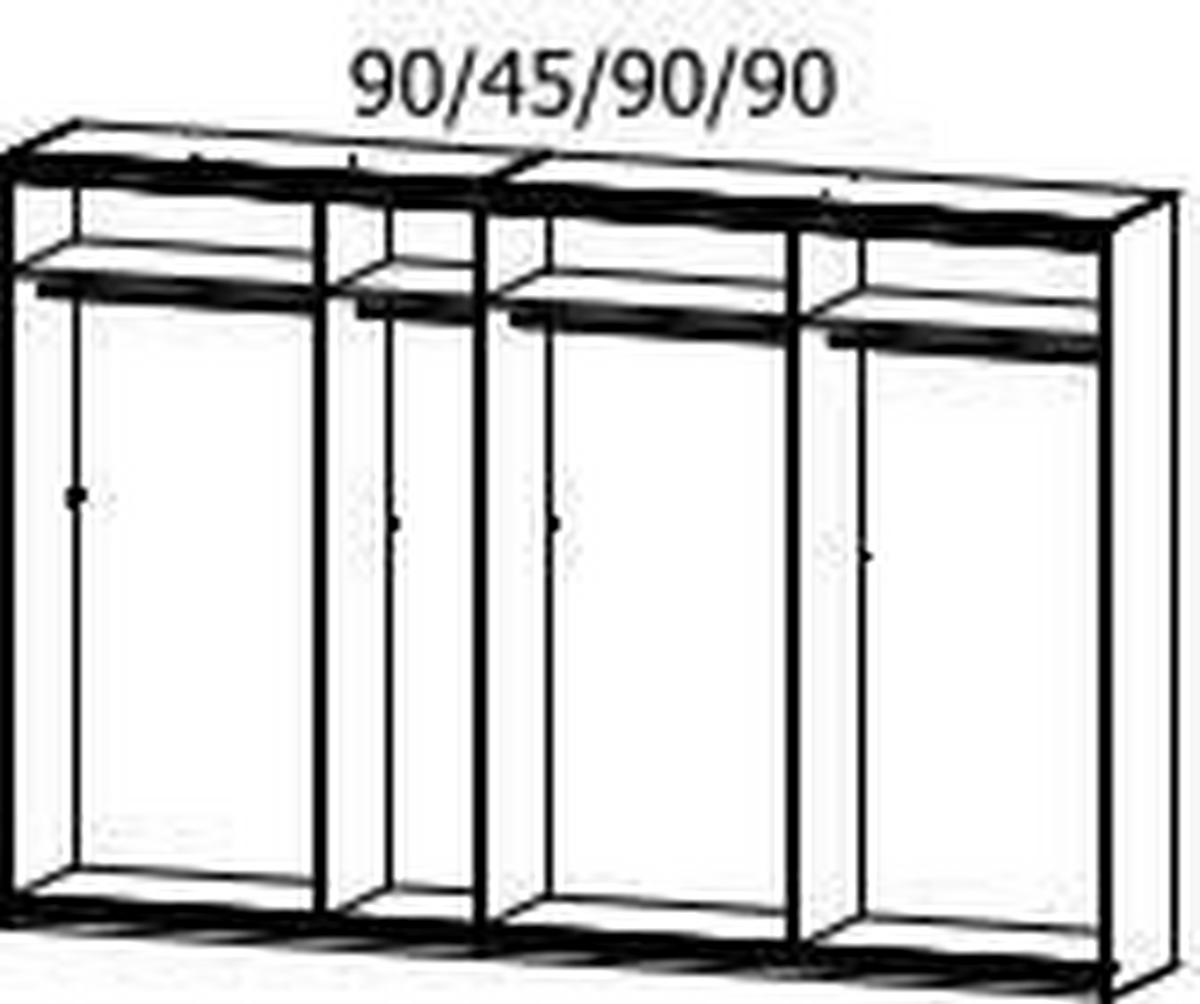 SCHIEBETÜRENSCHRANK 316/211/62 cm 4-türig Klar, Weiß  - Chromfarben/Klar, MODERN, Holzwerkstoff/Metall (316/211/62cm) - Rauch Möbel