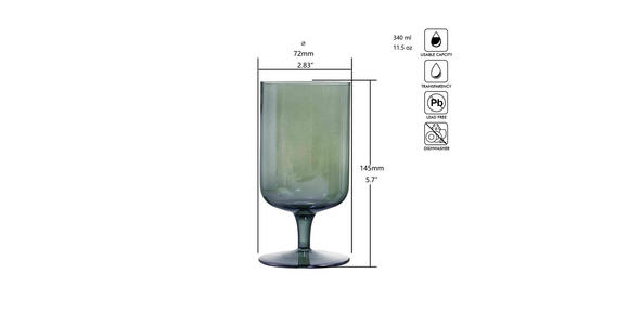 WASSERGLAS 340 ml  - Grün, Trend, Glas (7,2/14,5cm) - Novel