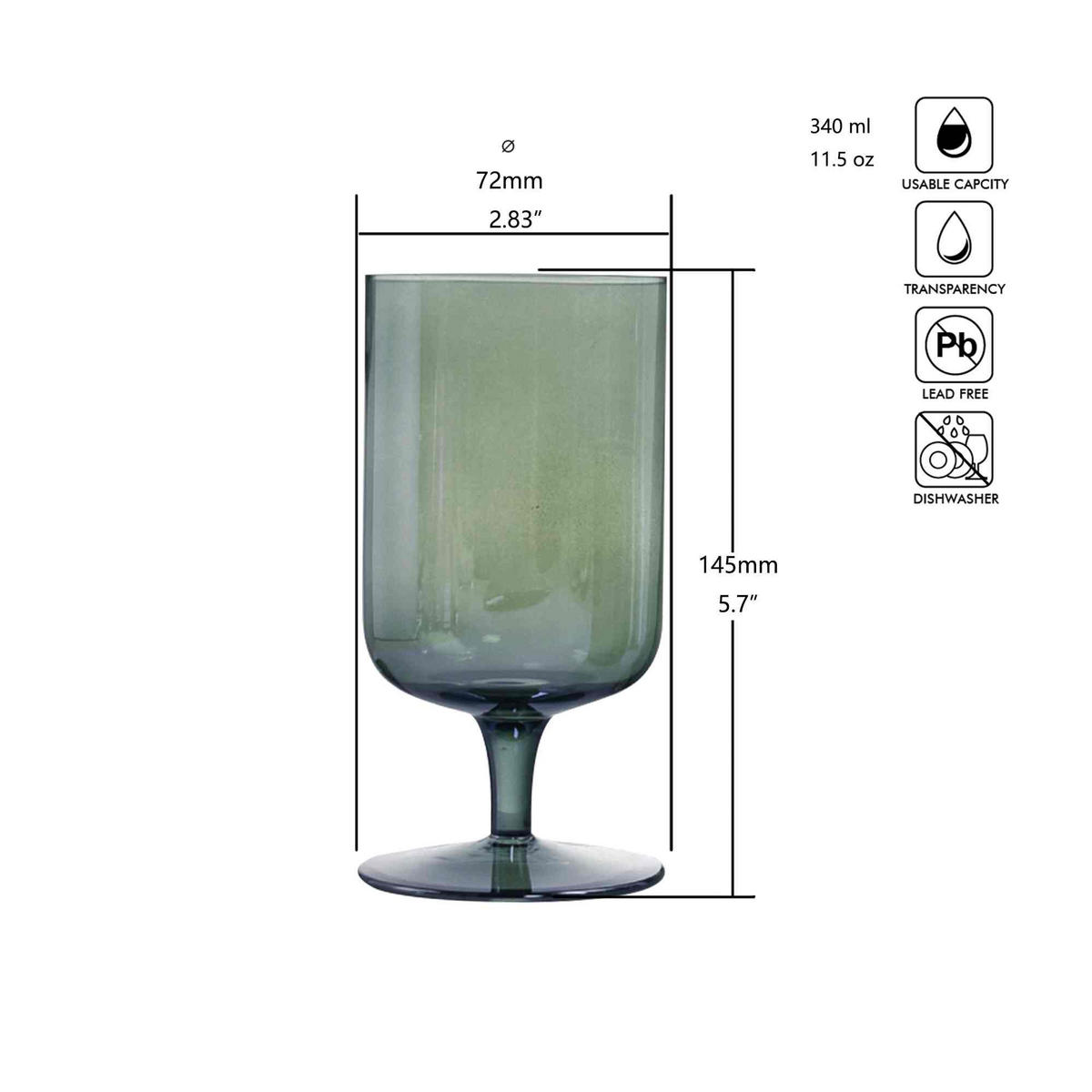 WASSERGLAS 340 ml  - Grün, Trend, Glas (7,2/14,5cm) - Novel