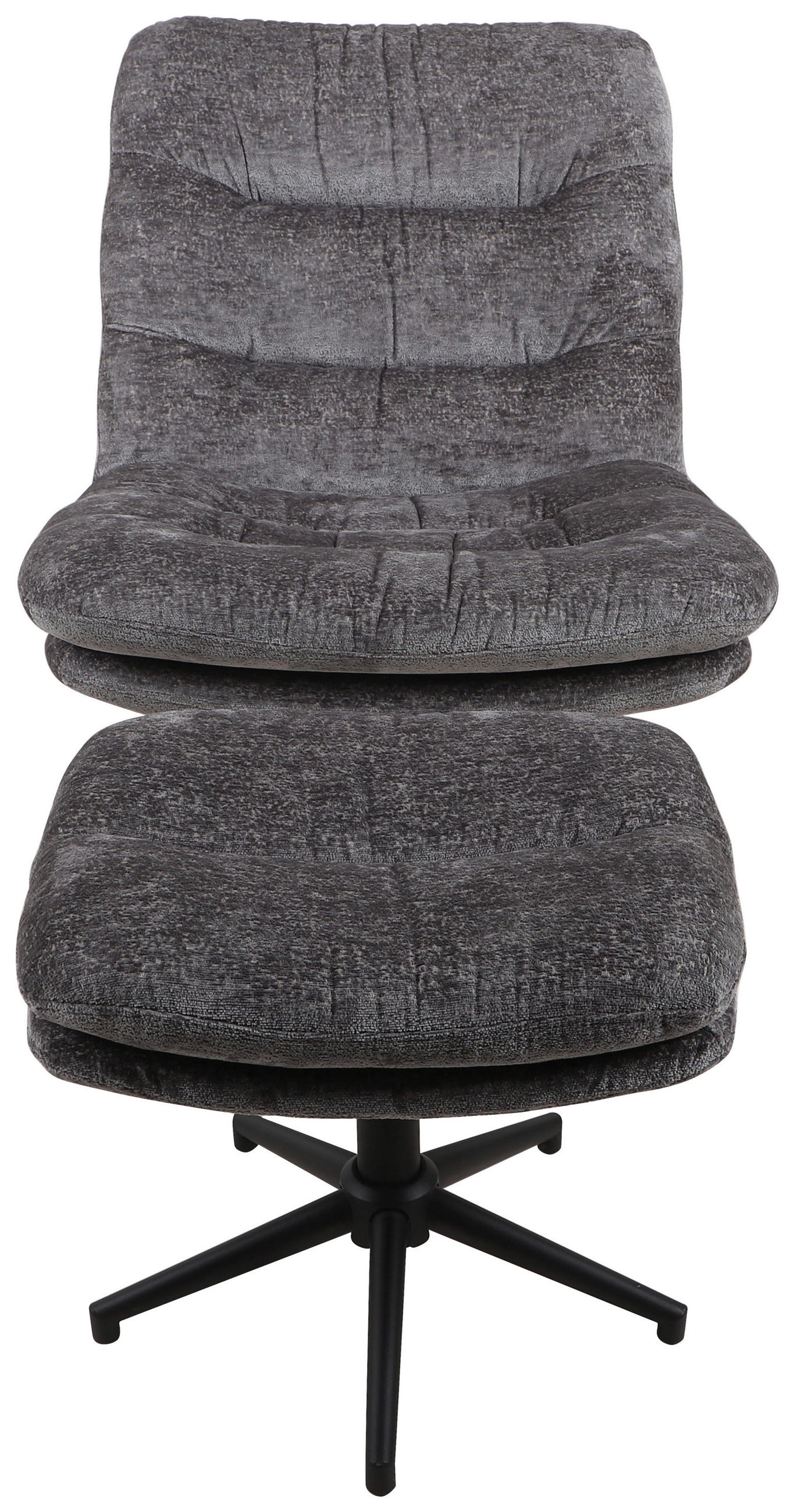 RELAXAČNÍ KŘESLO S TABURETEM, kov, textil, antracitová - černá/antracitová, Design, kov/textil (70/87/90cm) - Cantus