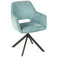 ARMLEHNSTUHL  Sitzfläche 180° drehbar Webstoff  - Türkis/Schwarz, Design, Textil/Metall (55,5/88/61cm) - Novel