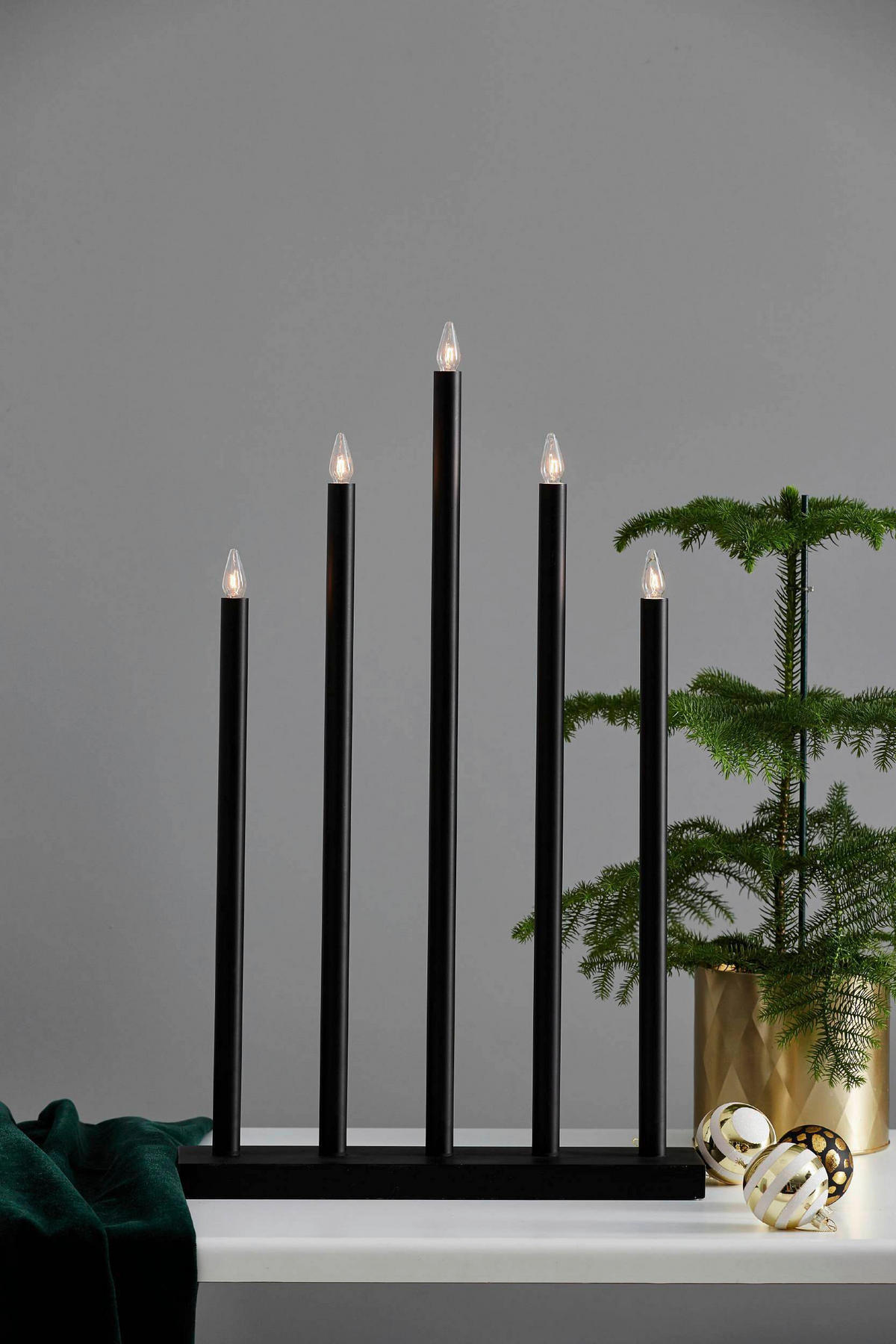 LED-KERZE  - Schwarz/Weiß, Basics, Holz/Kunststoff (38/10/64cm) - Eglo
