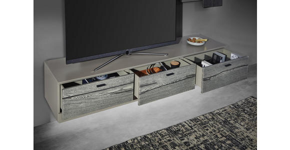 WOHNWAND in Grau, Eichefarben, Fango - Edelstahlfarben/Fango, Design, Glas/Holz (339,5/195,4/41,2cm) - Dieter Knoll
