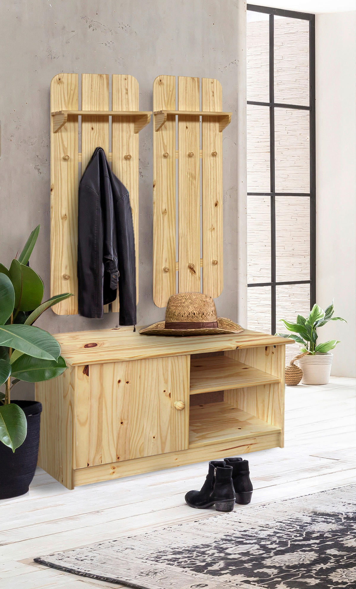 SKOSKÅP  i 91/48/38 cm  - naturfärgad, Natur, trä (91/48/38cm) - Livetastic