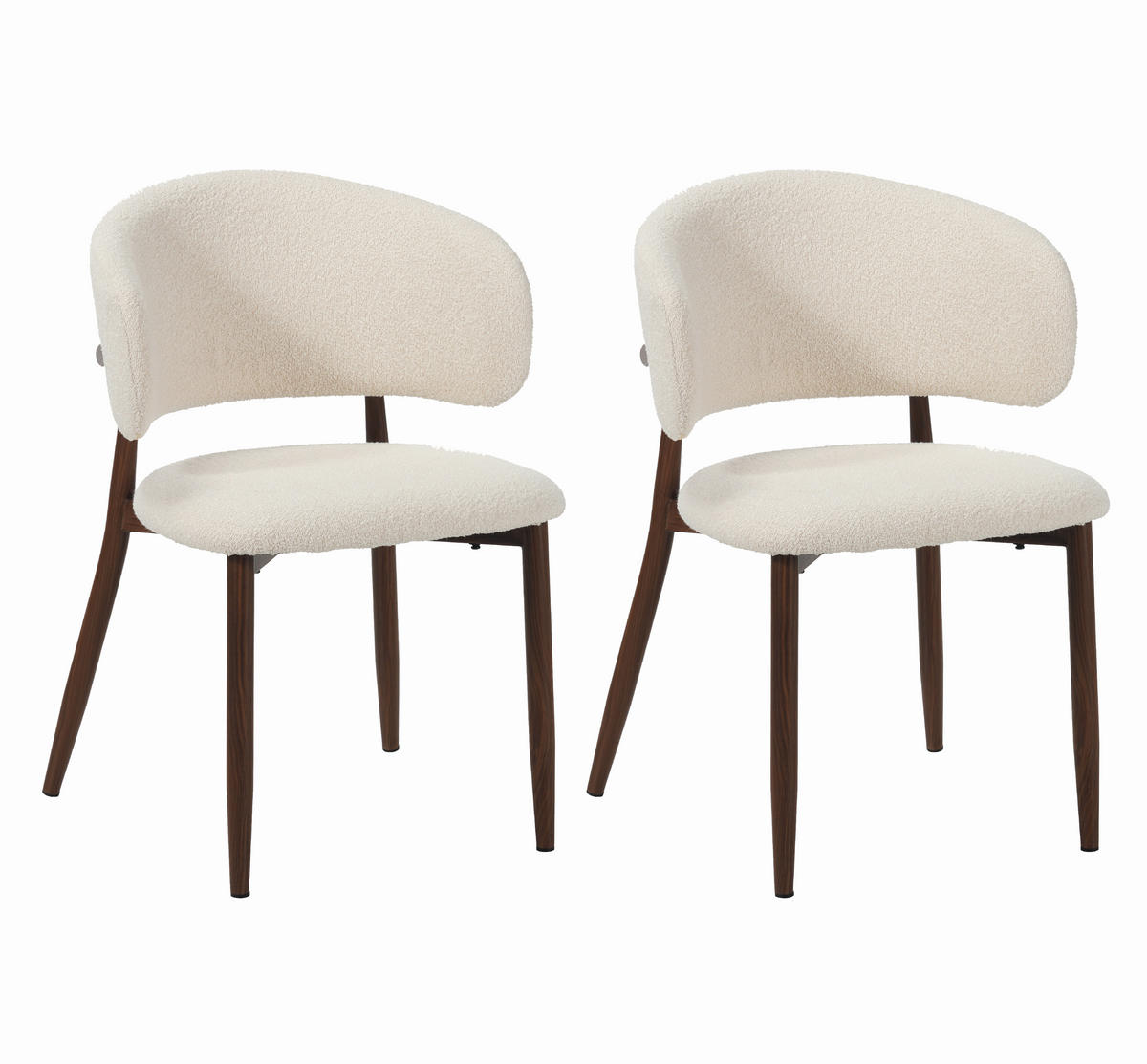 STUHL-SET 2 Stück  in Stahl Bouclé Metall, Textil  - Elfenbein, MODERN, Textil/Metall (54/79/54cm) - Livetastic