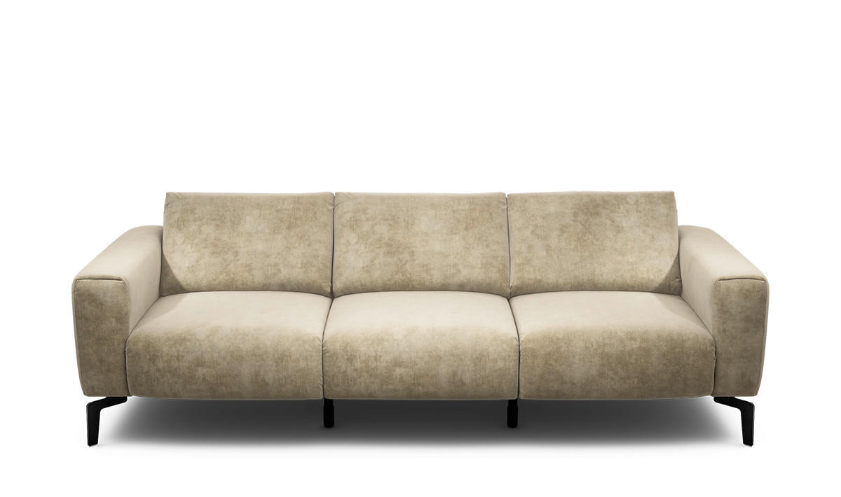 3-SITZER-SOFA Samt Naturfarben  - Schwarz/Naturfarben, Design, Textil/Metall (250/86/86-94cm) - SENSOO