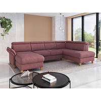 WOHNLANDSCHAFT GLENDALE E Aubergine Chenille  - Eichefarben/Aubergine, KONVENTIONELL, Holz/Textil (166/321/193cm) - Sit & More