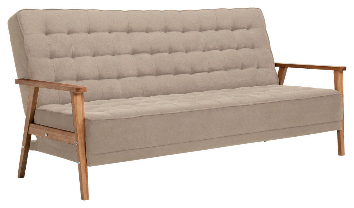 SCHLAFSOFA in Textil Beige  - Eschefarben/Beige, Design, Holz/Textil (202/95/95cm) - P & B