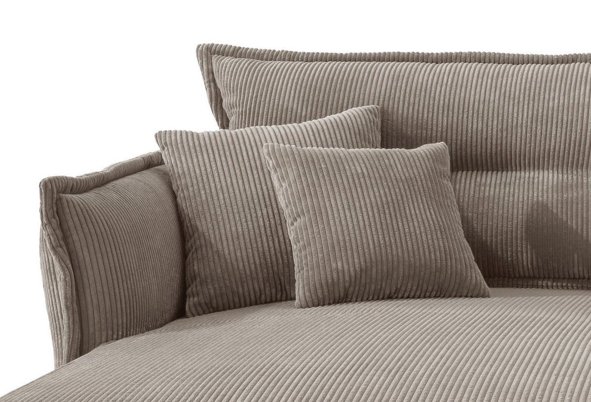 ECKSOFA Graubraun Cord  - Graubraun/Schwarz, MODERN, Textil/Metall (180/255cm) - Livetastic