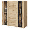 HIGHBOARD  in 120/121,9/39,5 cm  - Eiche Wotan/Schwarz, Design, Glas/Holzwerkstoff (120/121,9/39,5cm) - Livetastic