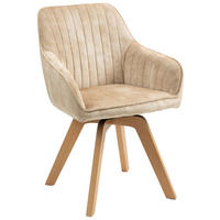 ARMLEHNSTUHL  in Samt  - Beige/Buchefarben, KONVENTIONELL, Holz/Textil (63/83/63cm) - MID.YOU