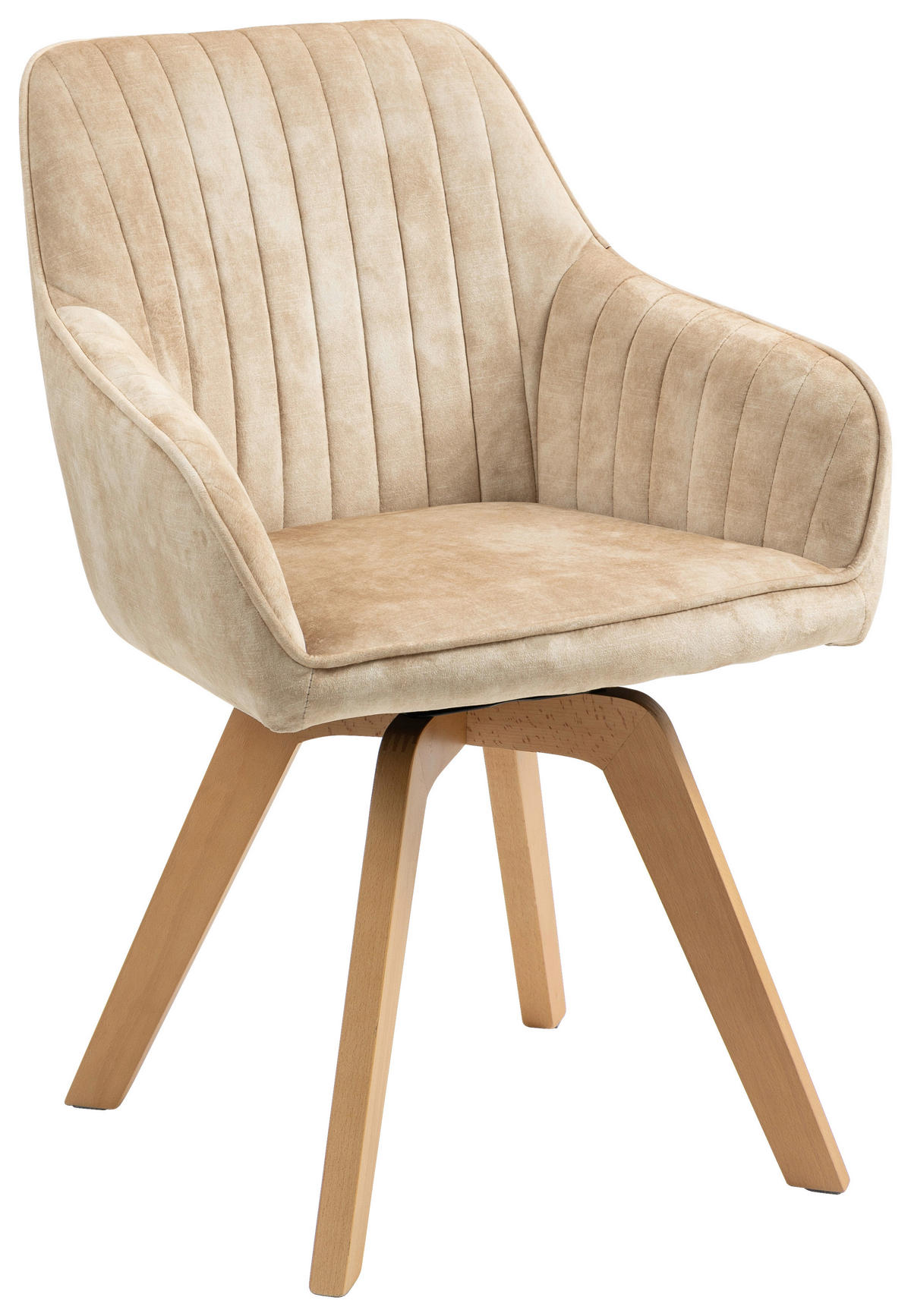 ARMLEHNSTUHL  in Samt  - Beige/Buchefarben, KONVENTIONELL, Holz/Textil (63/83/63cm) - MID.YOU