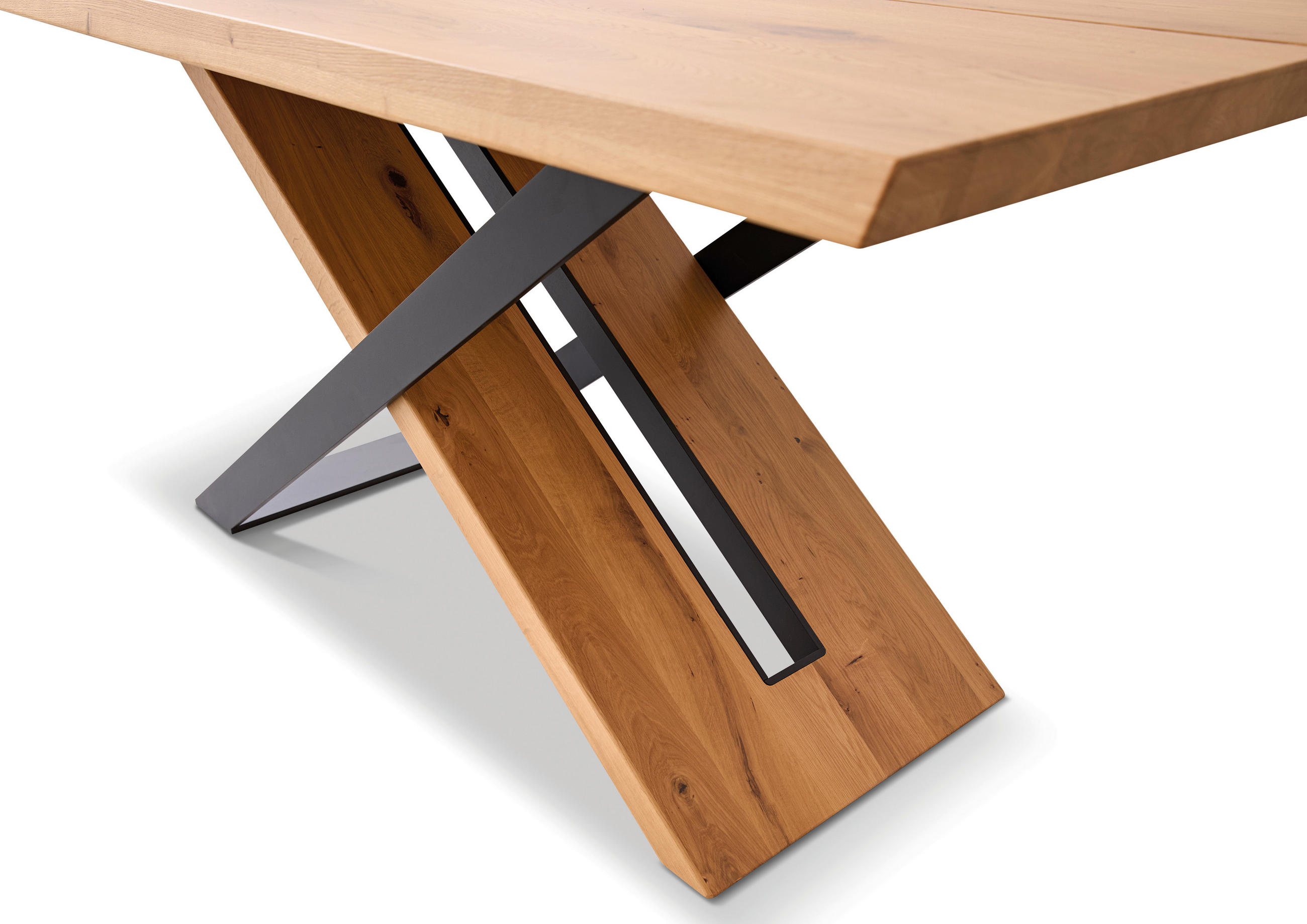 ESSTISCH Wildeiche massiv rechteckig Schwarz, Wildeiche  - Wildeiche/Schwarz, Design, Holz/Metall (160/90/76cm) - Koinor