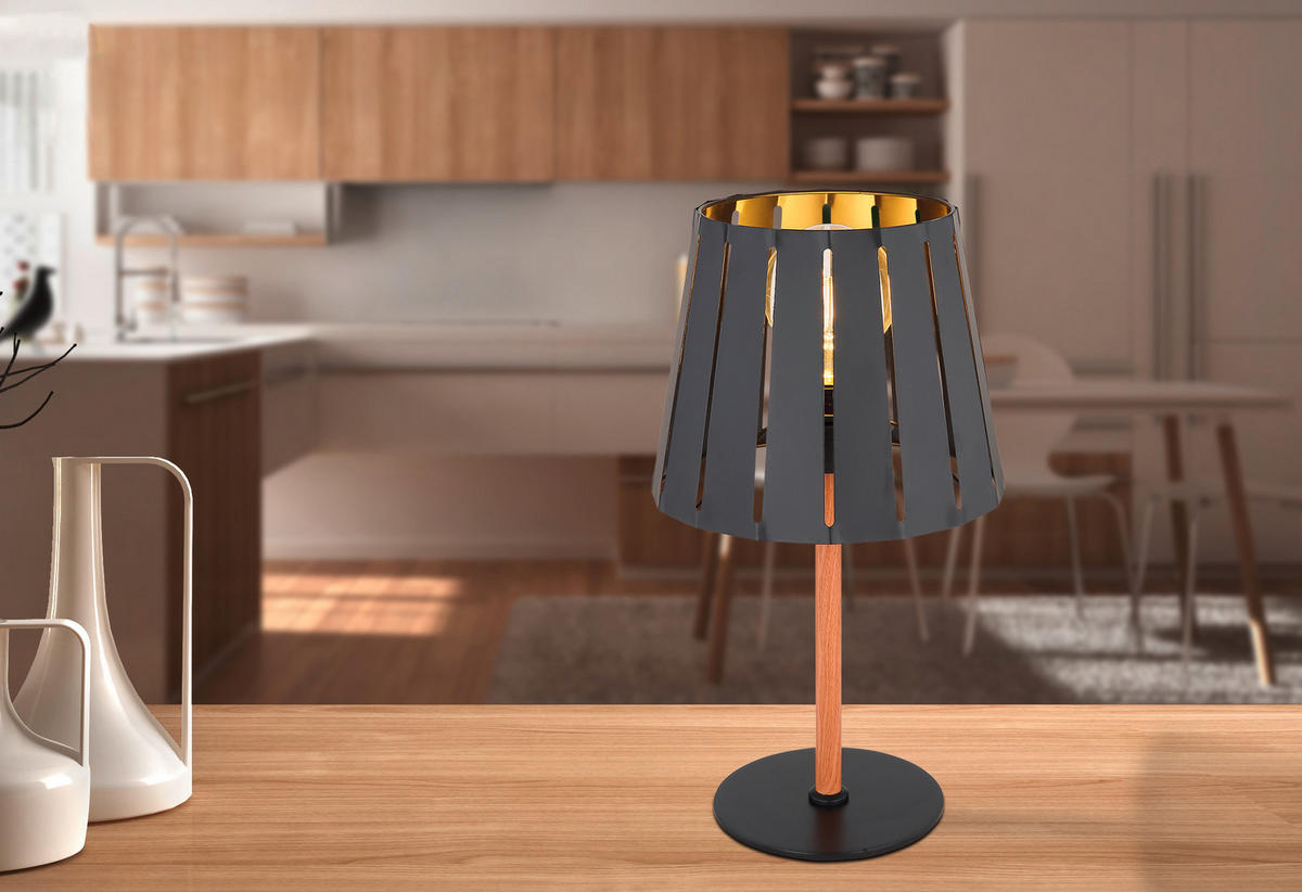 TISCHLEUCHTE 25/45 cm   - Schwarz, Design, Metall (25/45cm) - Globo