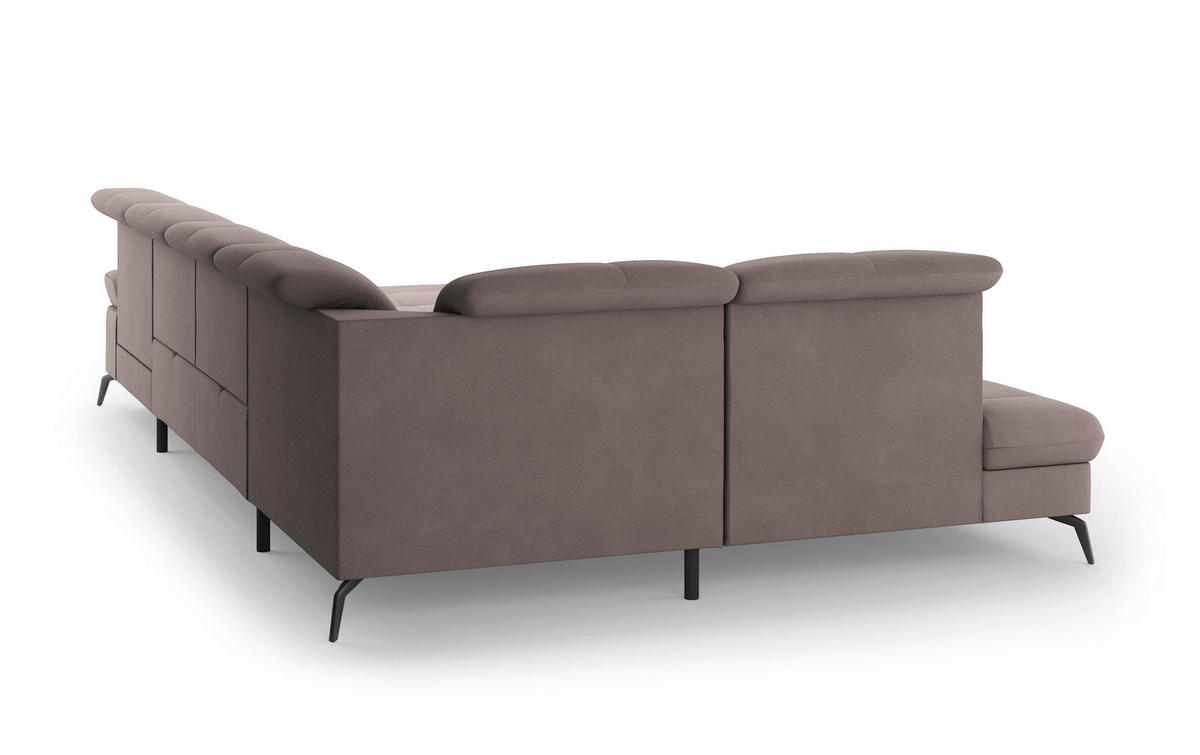 WOHNLANDSCHAFT Taupe Flachgewebe  - Taupe/Schwarz, KONVENTIONELL, Textil/Metall (231/357/185cm) - Sit & More