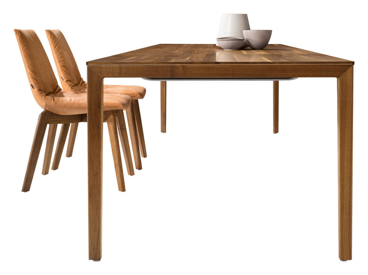 ESSTISCH in Holz, Metall 160(260)/100/75 cm  - Edelstahlfarben/Nussbaumfarben, Design, Holz/Metall (160(260)/100/75cm) - Team 7