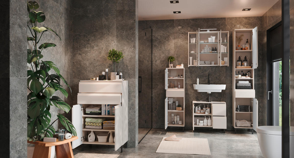 WASCHBECKENUNTERSCHRANK 60/56/34 cm  - Kaschmir/Schwarz, MODERN, Holzwerkstoff/Metall (60/56/34cm) - Germania