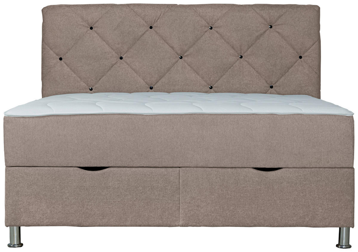 BOXBETT 180/200 cm  in Hellbraun  - Chromfarben/Hellbraun, Design, Kunststoff/Textil (180/200cm) - Boxxx