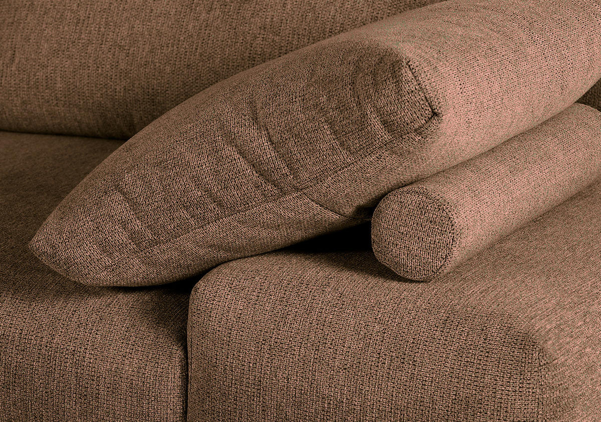 ECKSOFA in Flachgewebe Cognac  - Cognac/Schwarz, Konventionell, Textil/Metall (240/310cm) - MID.YOU