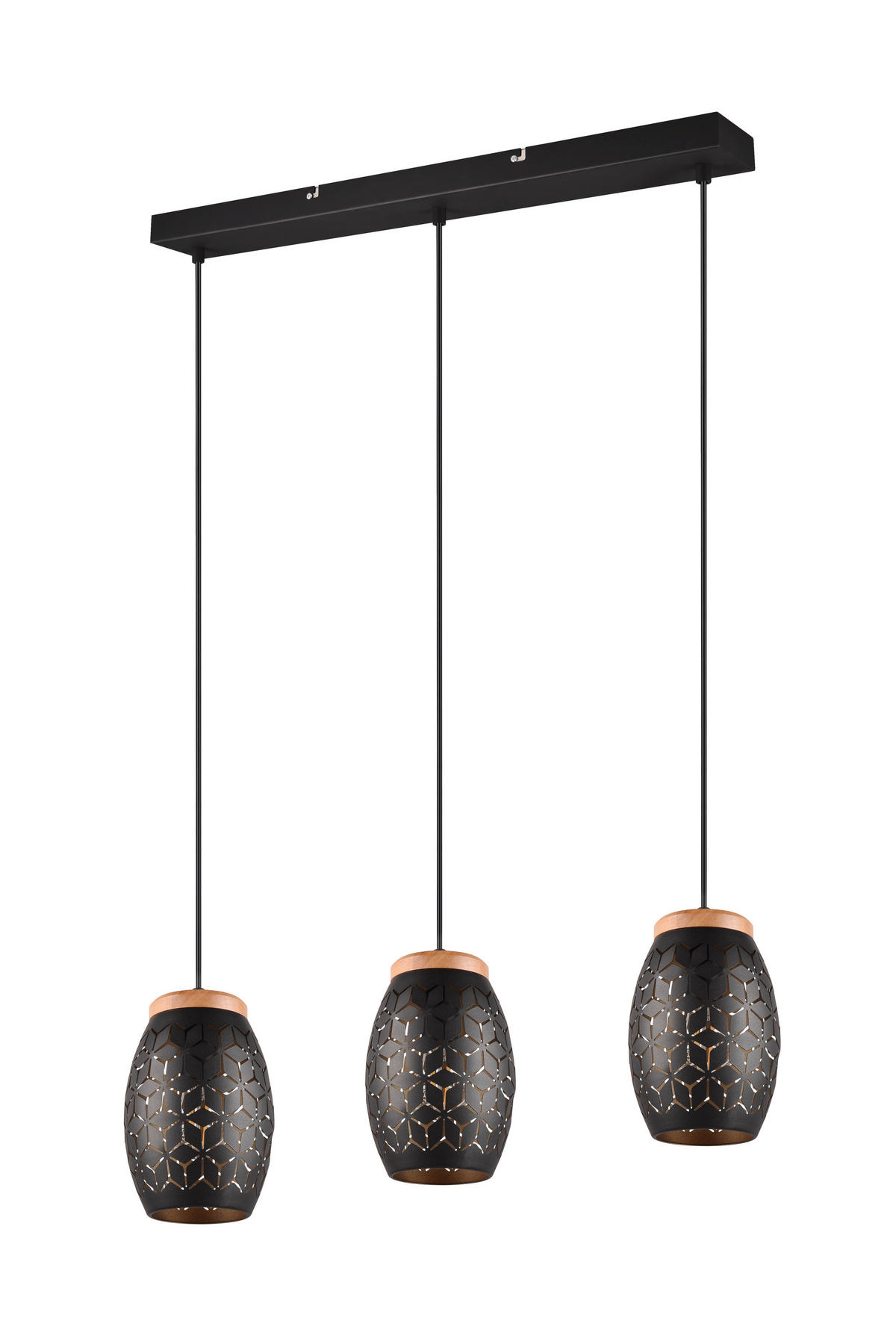 STROPNÍ ZÁVĚSNÉ SVÍTIDLO, 71/15/150 cm  - černá/barvy zlata, Basics, kov/dřevo (71/15/150cm)
